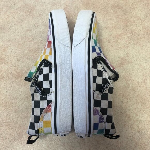 Vans Asher Classic Slip On Rainbow Checkered Sneakers Youth Missy Size 12 - Picture 6 of 11